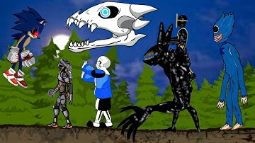 Sonic exe VS Sans, bendy and the machine, huggy and predator