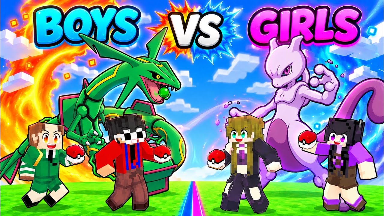 Boys VS Girls OP POKEMON BATTLE in Minecraft!