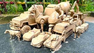 Temukan &amp; Membersihkan Mainan Berlumpur, Truk Molen Besar, Mobil Ambulance, Mobil Polisi, Tank Baja
