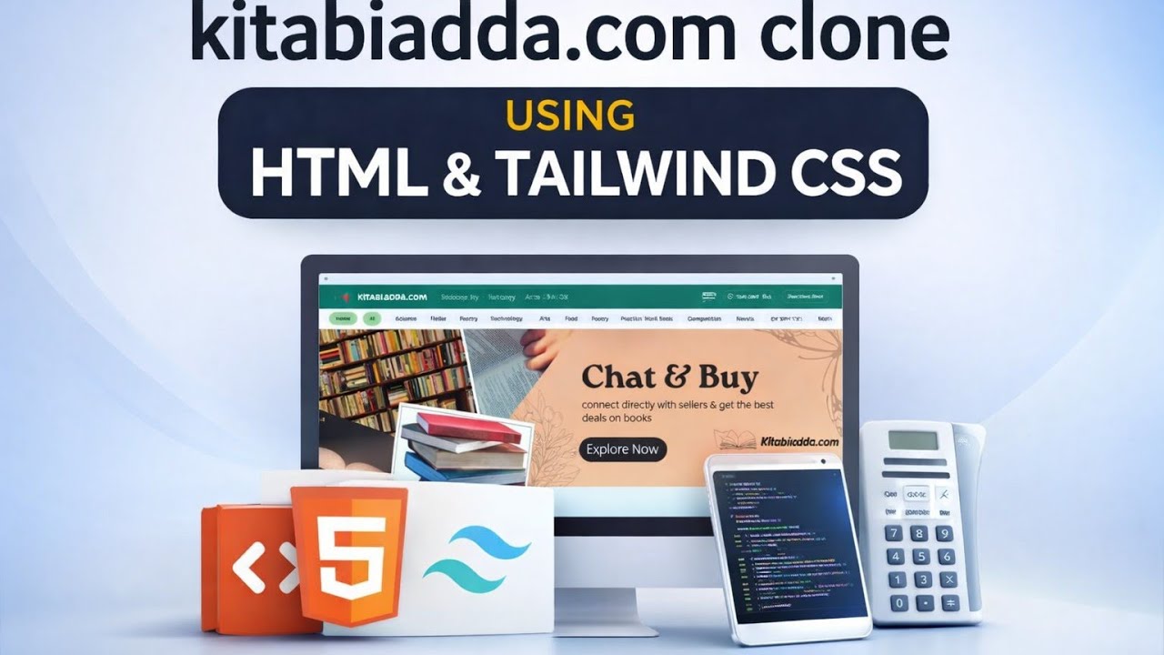 kitabiadda.com clone using HTML & tailwind css - YouTube