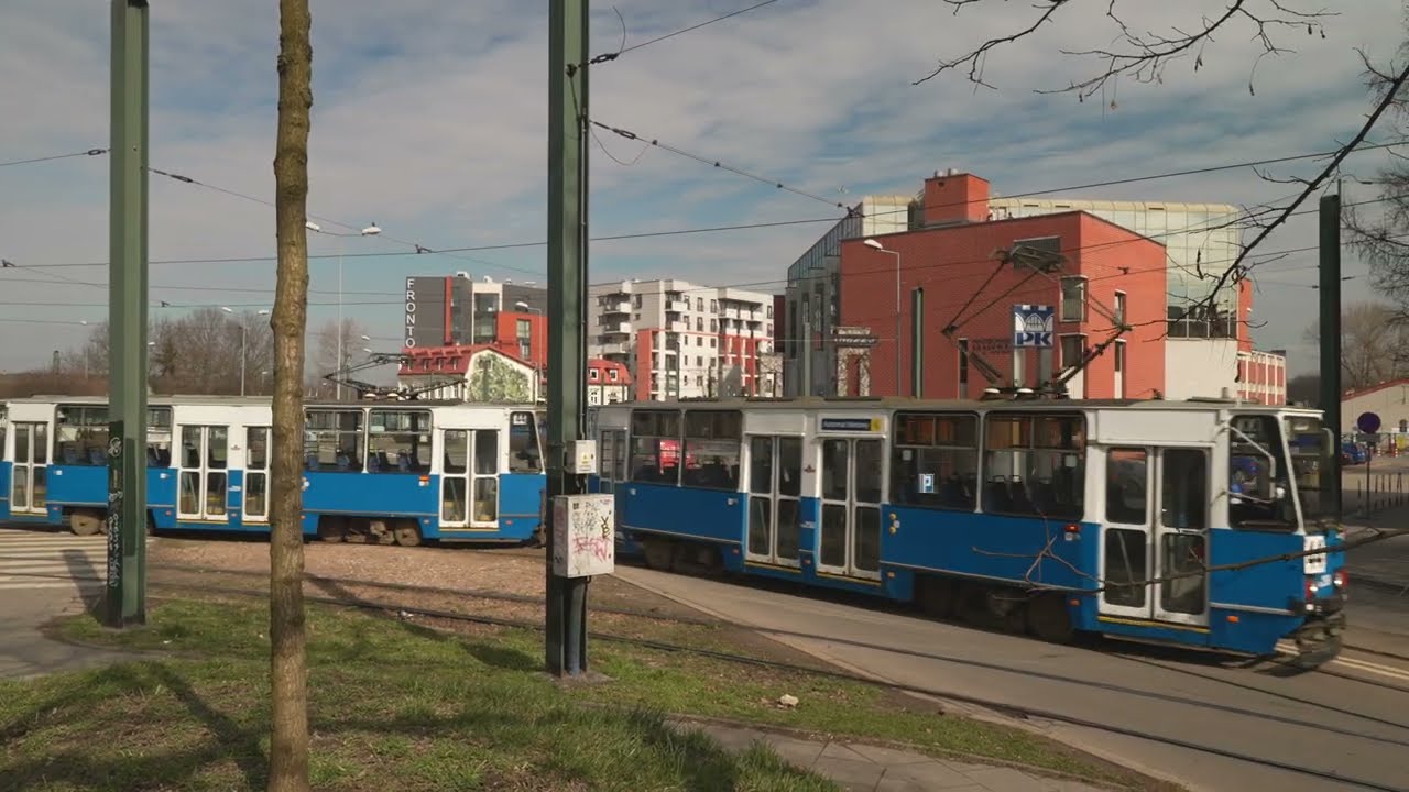 Poland, Kraków, tram 44 ride from Dworzec Towarowy to Białucha