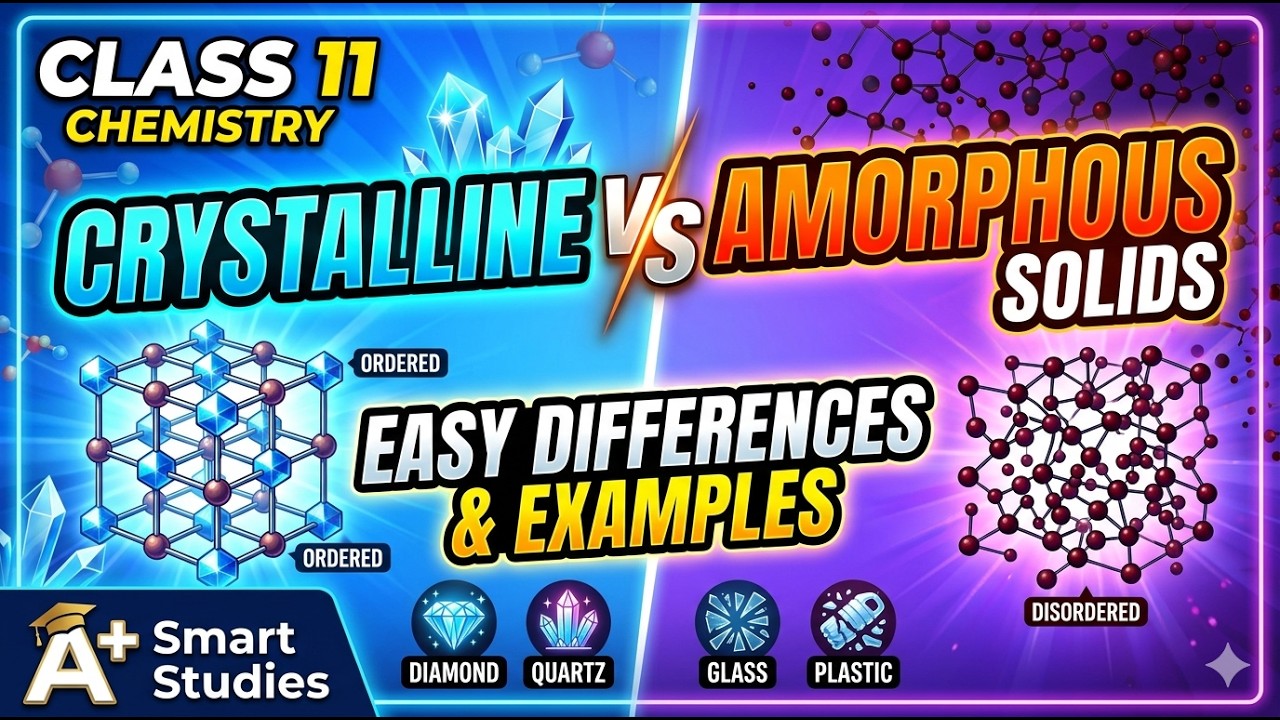 Crystalline vs Amorphous Solids | Class 11 Chemistry | Punjab Board | A ...