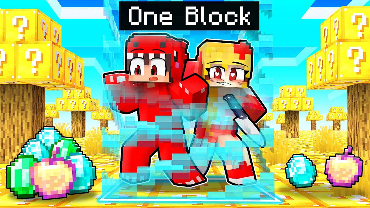 LOCKED On ONE LUCKY BLOCK With CRAZY FAN GIRL!