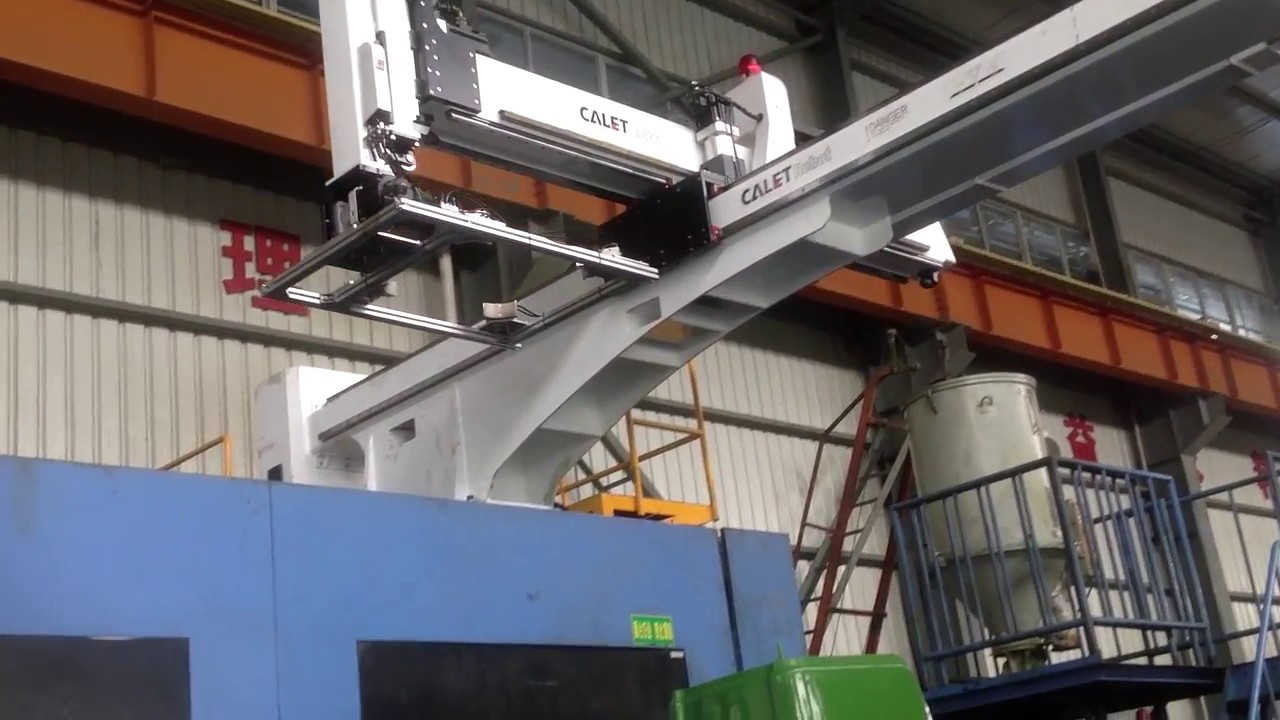 CALET robotic arm working with injection molding machine YouTube