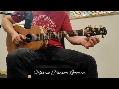 Mathieu demoes the Zebrano - zebrawood parlor guitar, 2022  @marine.guitars