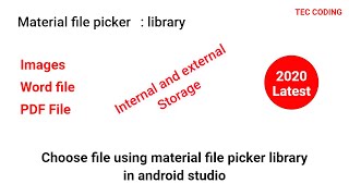 Android Studio Tutorial How To Open File Manager And Get Absolute Path|Material Library| Part 1