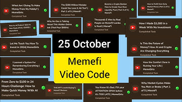 25 October Memefi All Video Code | Memefi New Video Code Today | All Memefi Video Code 25 October