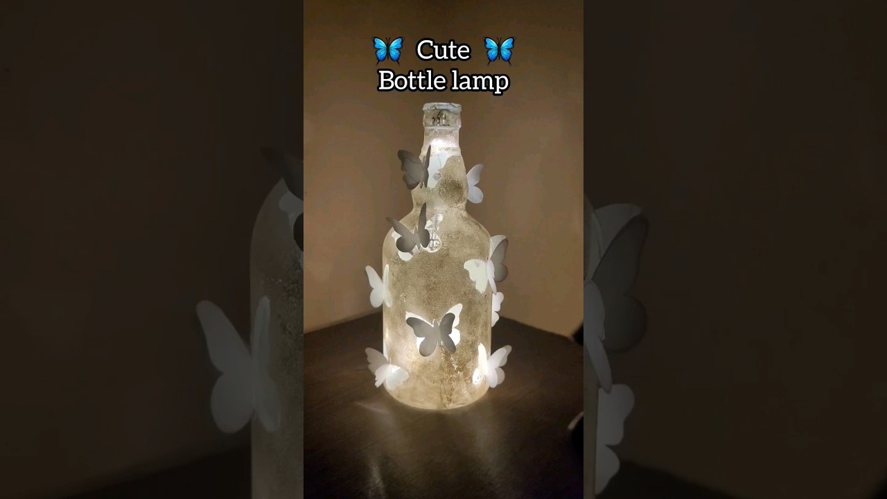 DIY Bottle Lamp making🦋 #bottleart #diy #craft #shorts #ytshorts #trending #viral #art #drawing #yt