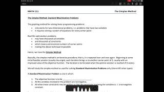 Math 111 - The Simplex Method (Part 1) Wealth