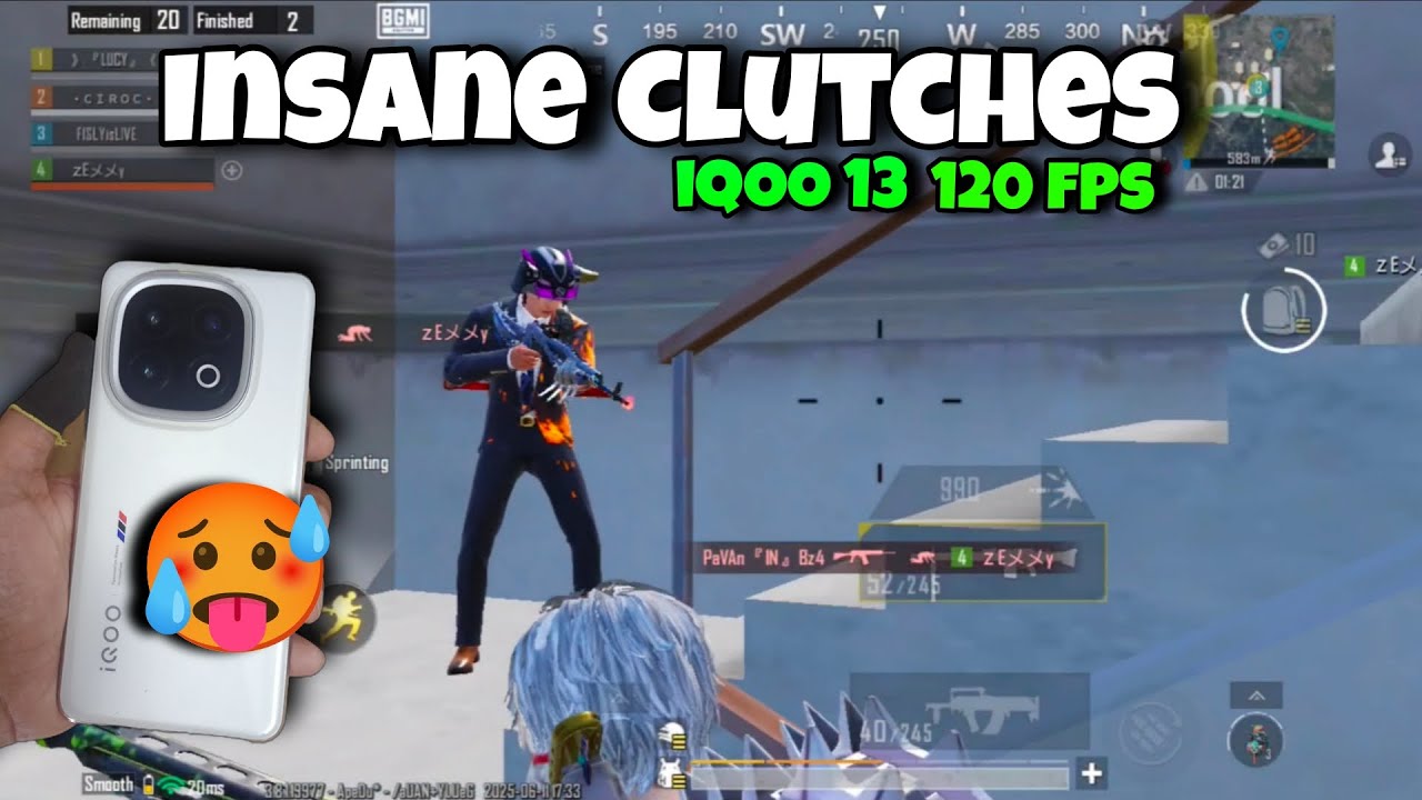 INSANE CLUTCHES🥵 | IQOO 13 5G 120FPS BGMI | 5 FINGER CLAW | FISLYISLIVE ...