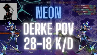 FNATIC Derke POV Neon on Bind 28-18 K/D (VALORANT Pro POV)