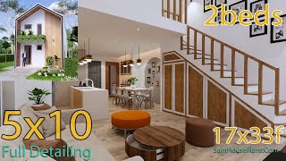 5x10 House Plan 3D Interior Design with 2 Bedrooms