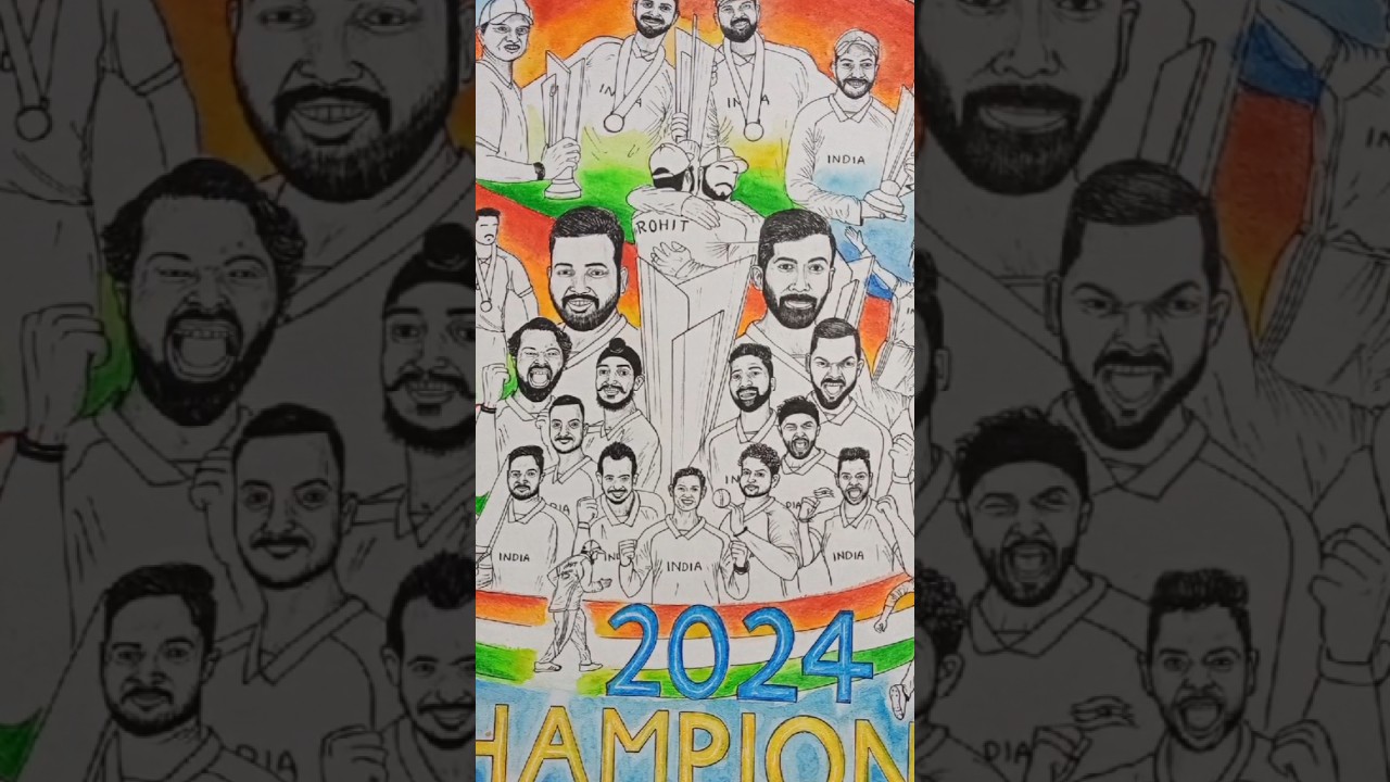 drawing Indian Cricket team. 