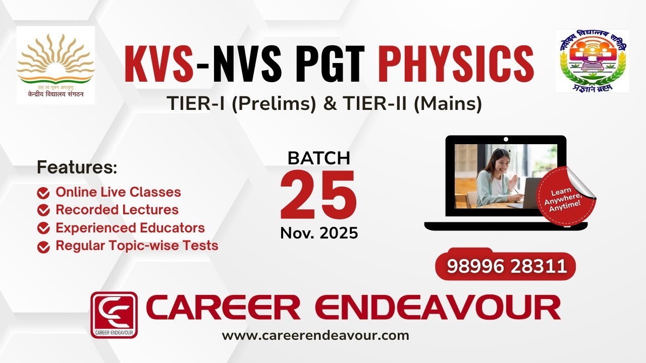 KVS NVS PGT Physics Online Classes 2025. 