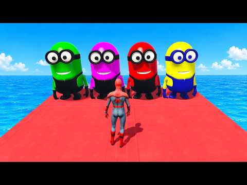 GTA 5 Red Spiderman VS Red/Green Minion! 💥 Epic Ragdolls & Fails 😂 #45