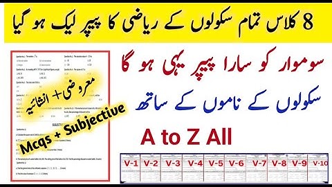 All Versions Paper 8th class math 1st term Paper 2024 | SBA first term Math paper 2024-25