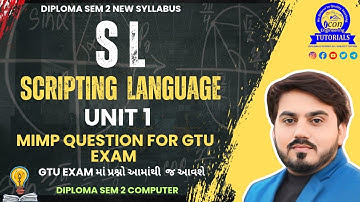 SCRIPTING LANGUAGE ( SL) DIPLOMA SEM 2 COMPUTER MIMP QUESTION  FOR GTU EXAM || DIPLOMA SEM 2 MIMP