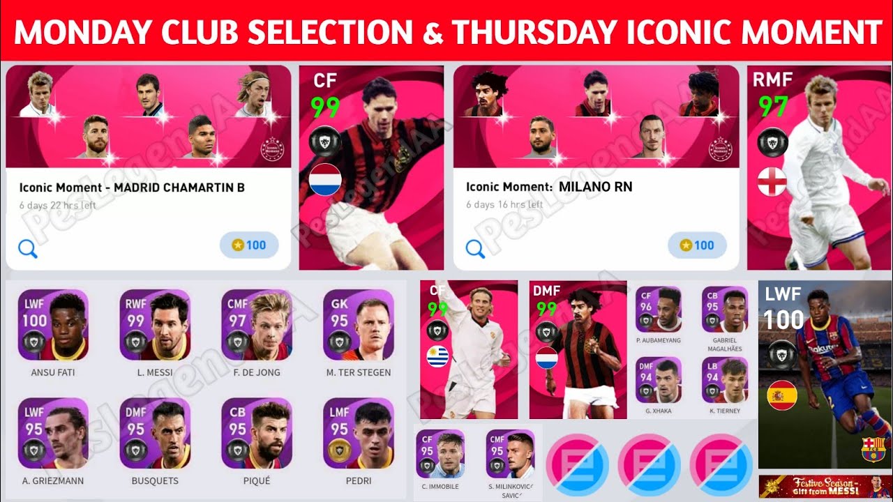 Upcoming Monday Confirm Club Selection & Thursday Iconic Moment Details in Pes 2021 Mobile / Pc