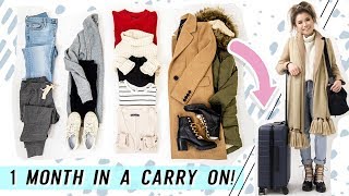 1 MONTH in a CARRYON: Winter Travel Capsule Wardrobe | How to Pack Light for Winter | Miss Louie