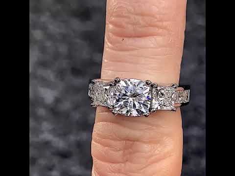4mm Square Moissanite Engagement Ring Setting 1.64ct ring video