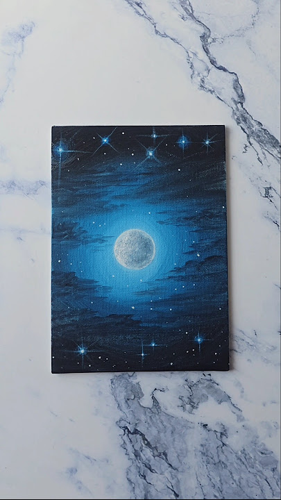 Starry night sky moonlight🌙🌚 easy acrylic painting idea for beginners ✨️