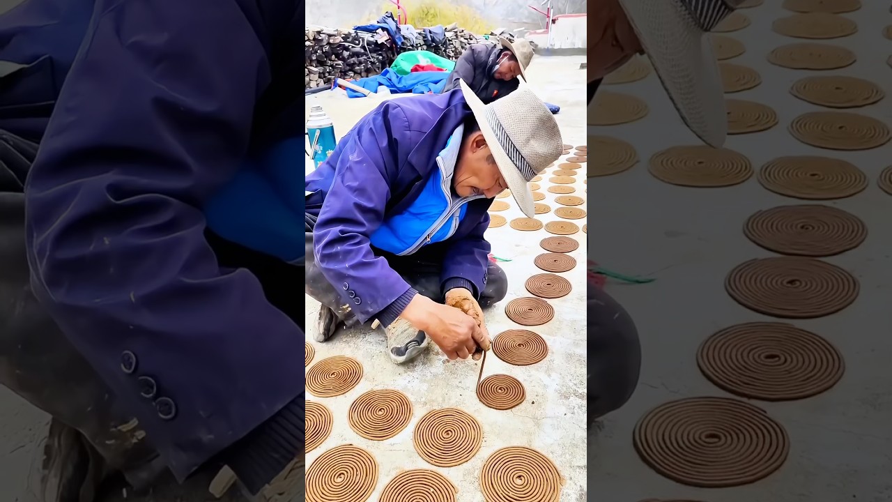 Making coil incense: Spiral-shaped and slow-burning, used for blessings, purification, and calm