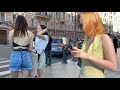 Beautiful girls on the streets of saint petersburg  russia     