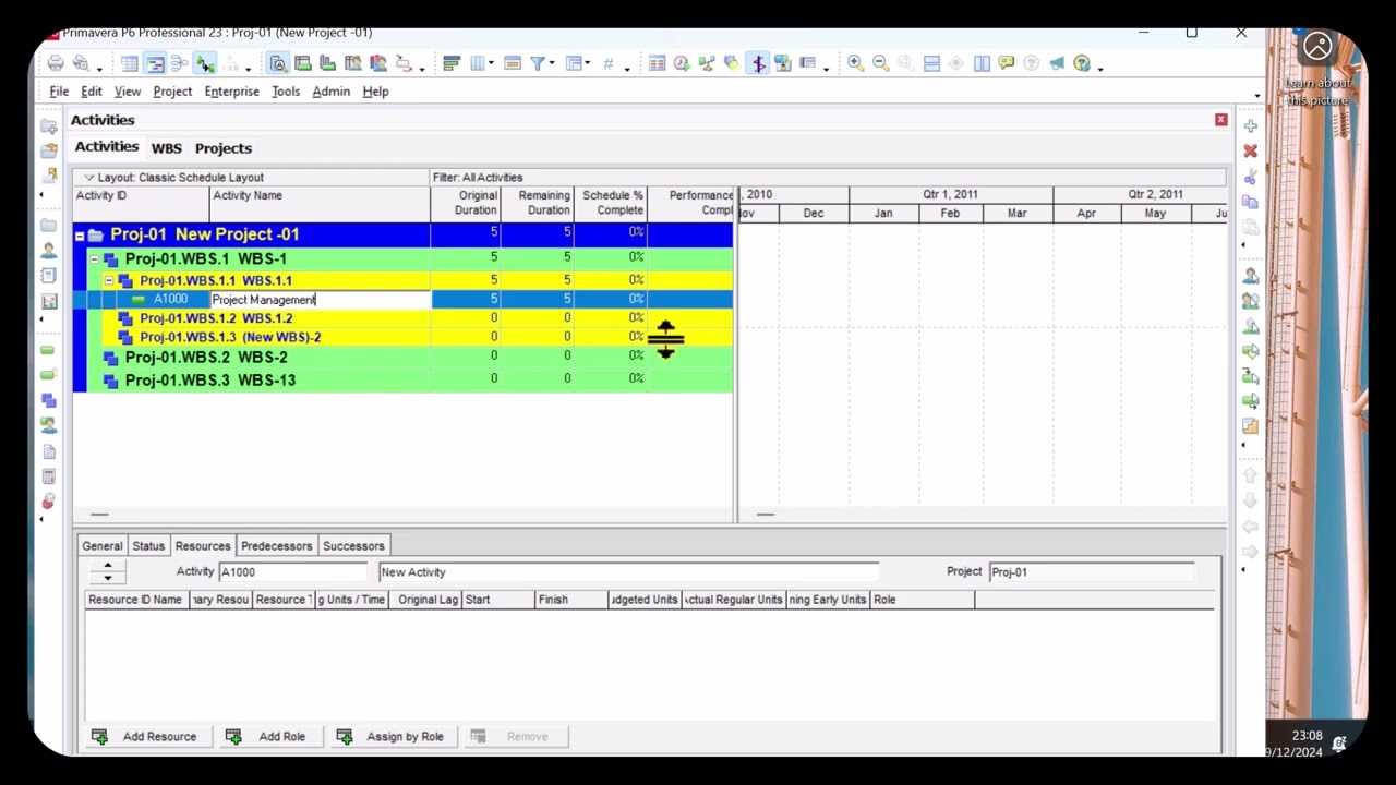 How to Create Activities  in Primavera P6