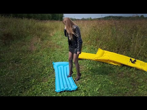 Inflatable mattresses high heels stomp and crush, high heels crush inflatable, shoes crush (# 819)