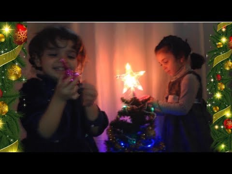 მარიამი და ლილე რთავენ ნაძვის ხეს