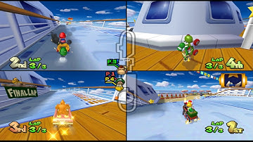 Mario Kart Double Dash!!: Daisy Cruiser 4 player Netplay race 60fps