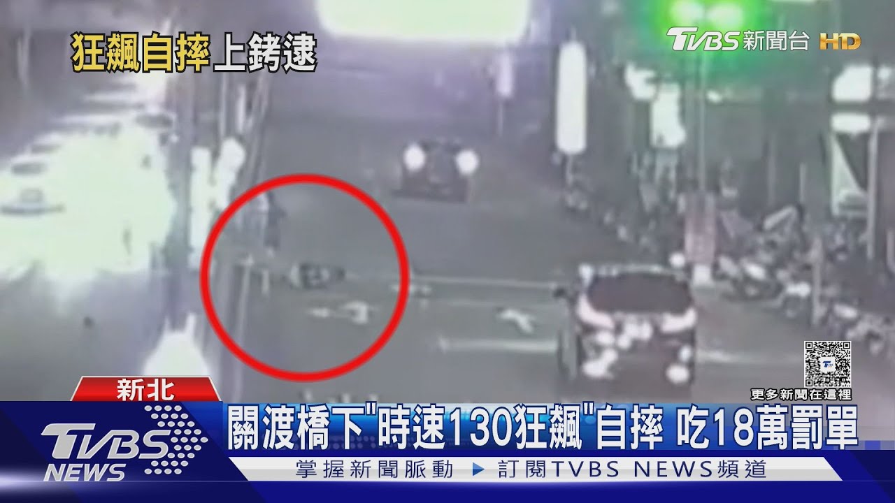 關渡橋下「時速130狂飆」自摔 吃18萬罰單｜TVBS新聞 @TVBSNEWS01