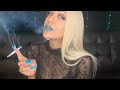 Smoking ASMR Blonde Woman With Blue Lipstick Long Nails 120s