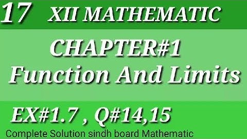 17||Function and Limits||Chah#1||Ex#1.7||Q#14,Q#15||Class-12|| Mathematics||Sindh board||📚📕