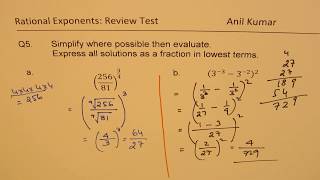 Rational Exponents Examples with Fractions as Solution Algebra 2