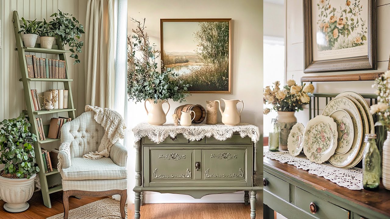 Olive & Cream Charm | Shabby Chic Style for a Cozy Vintage Farmhouse
