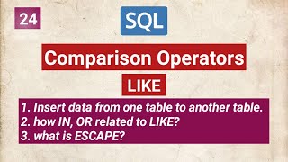 SQL Comparison Operators | LIKE | Part-3