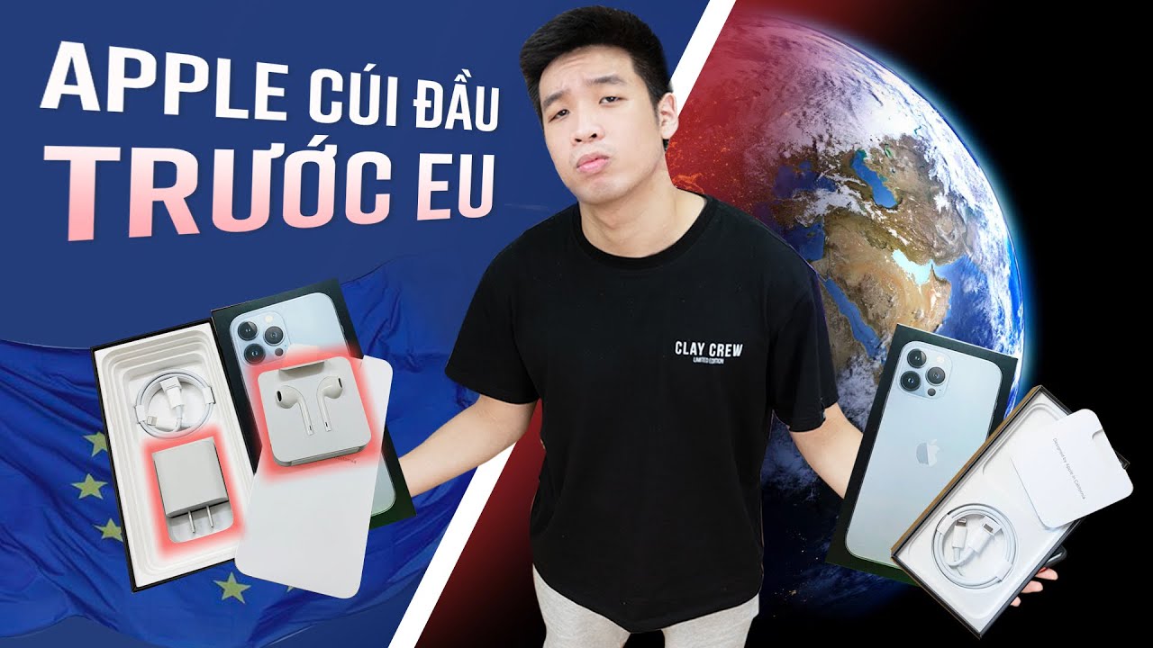 Mở iPhone 13 Pro Max Pháp full cáp sạc tai nghe - Apple sẽ chuyển sang sạc type-C để nghe lời EU?