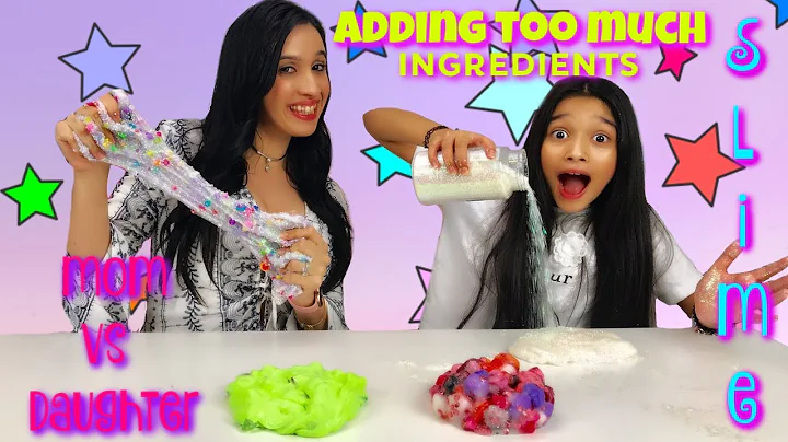 ADDING TOO MUCH INGREDIENTS INTO SLIME! MOM VS DAUGHTER SLIME CHALLENGE