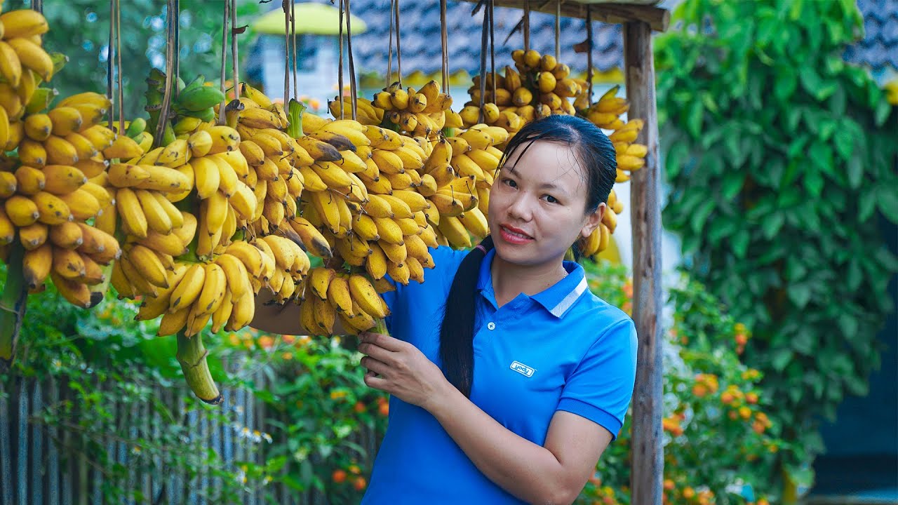 Green Life - Go to the Market to Sell Bananas - Grow vegetable - Making Traditional Banana Cake