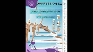 Zip Sox Compression Socks Zipper Leg Support Knee Open Toe Shaper Stockings Beige - L/XL
