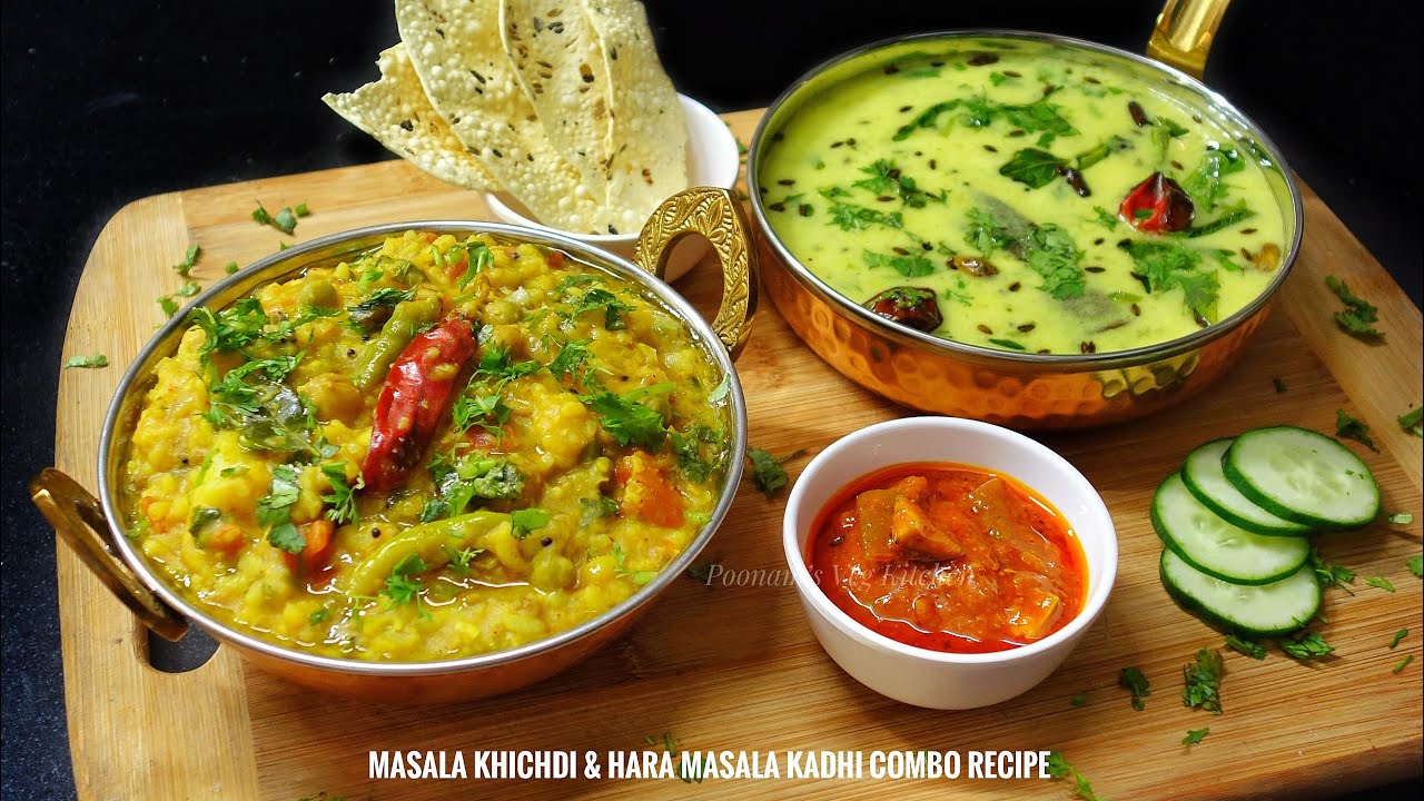Simple Light Dinner/ Lunch Combo Masala Khichdi & Hara Masala Kadhi