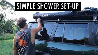 SIMPLEST camp shower?? KICKASS SHOWER AWNING AND LITHIUM PORTABLE SHOWER