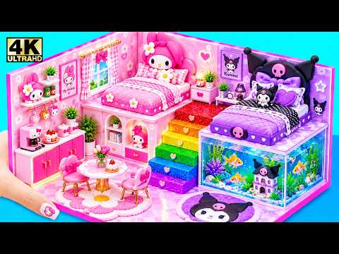 🎀 Build Kuromi Miniature House with Giant Aquarium & Rainbow Stairs for My Melody | 핑크 미니 돌하우스 DIY