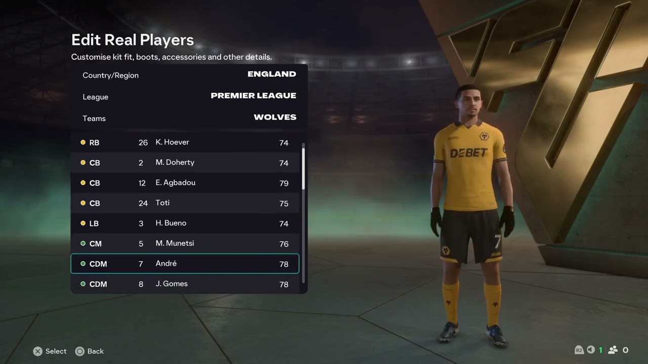 FC 26 Wolves Overall Player Ratings