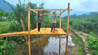 : The journey of building a hut during the rainy season. The 2nd day of hard work for KONG & NHAT