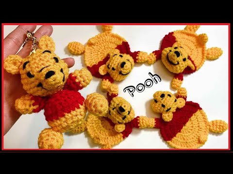 (코바늘)곰돌이 푸우 컵받침,인형,키링뜨기/Winnie the Pooh goods