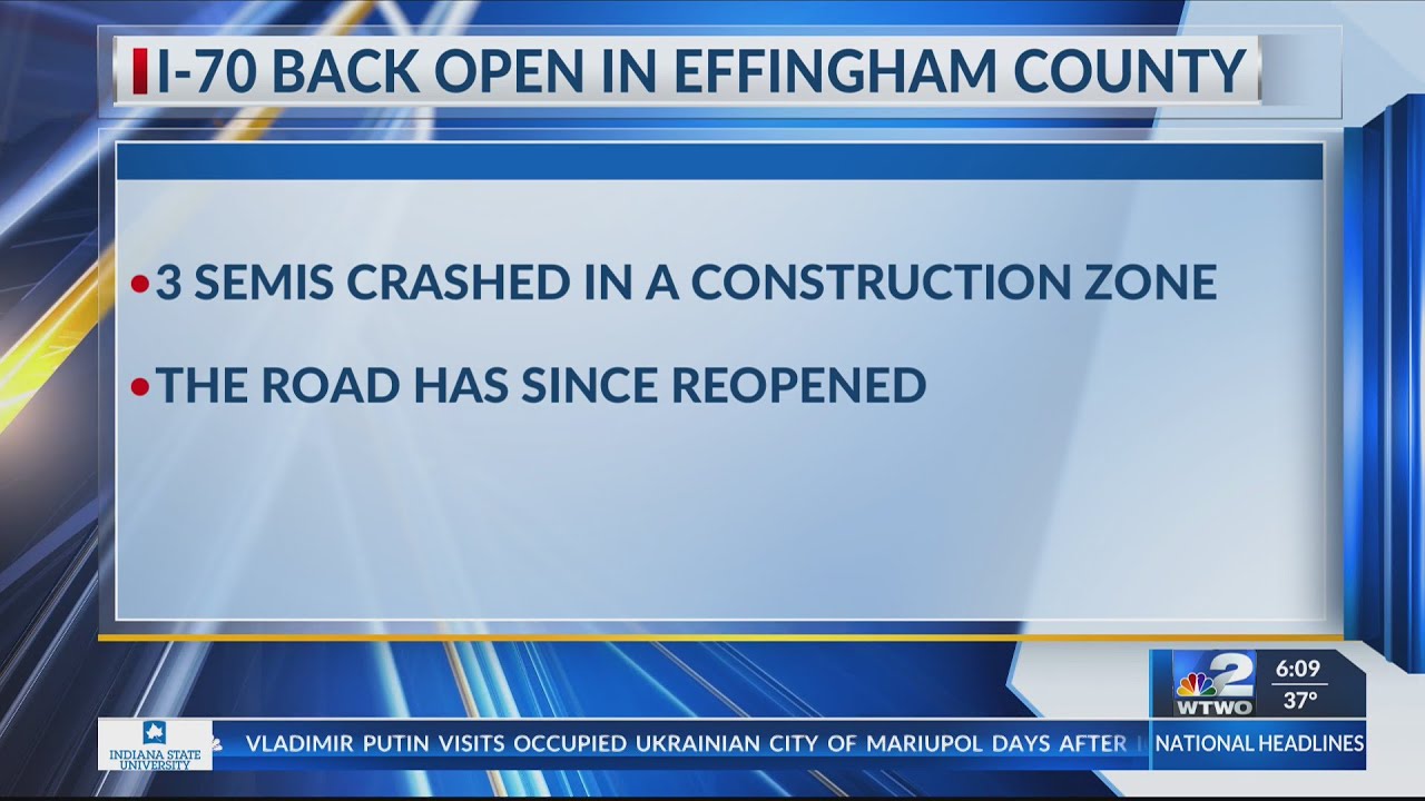 I-70 in Effingham County is back open after 3 semis crash - YouTube