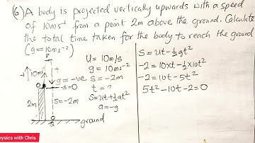 A body is projected vertically upward from a point 2m above the ground..