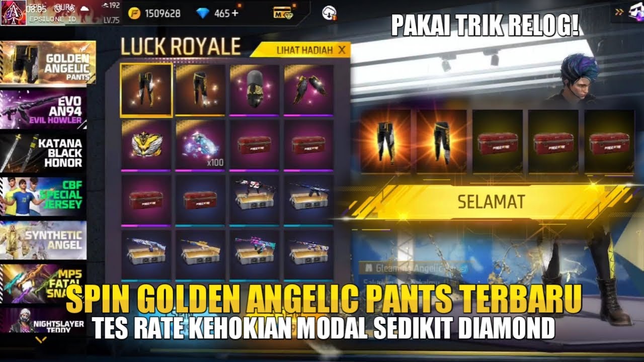 TES RATE SPIN CELANA ANGEL KUNING EVENT LUCKY ROYAL GOLDEN ANGELIC ...
